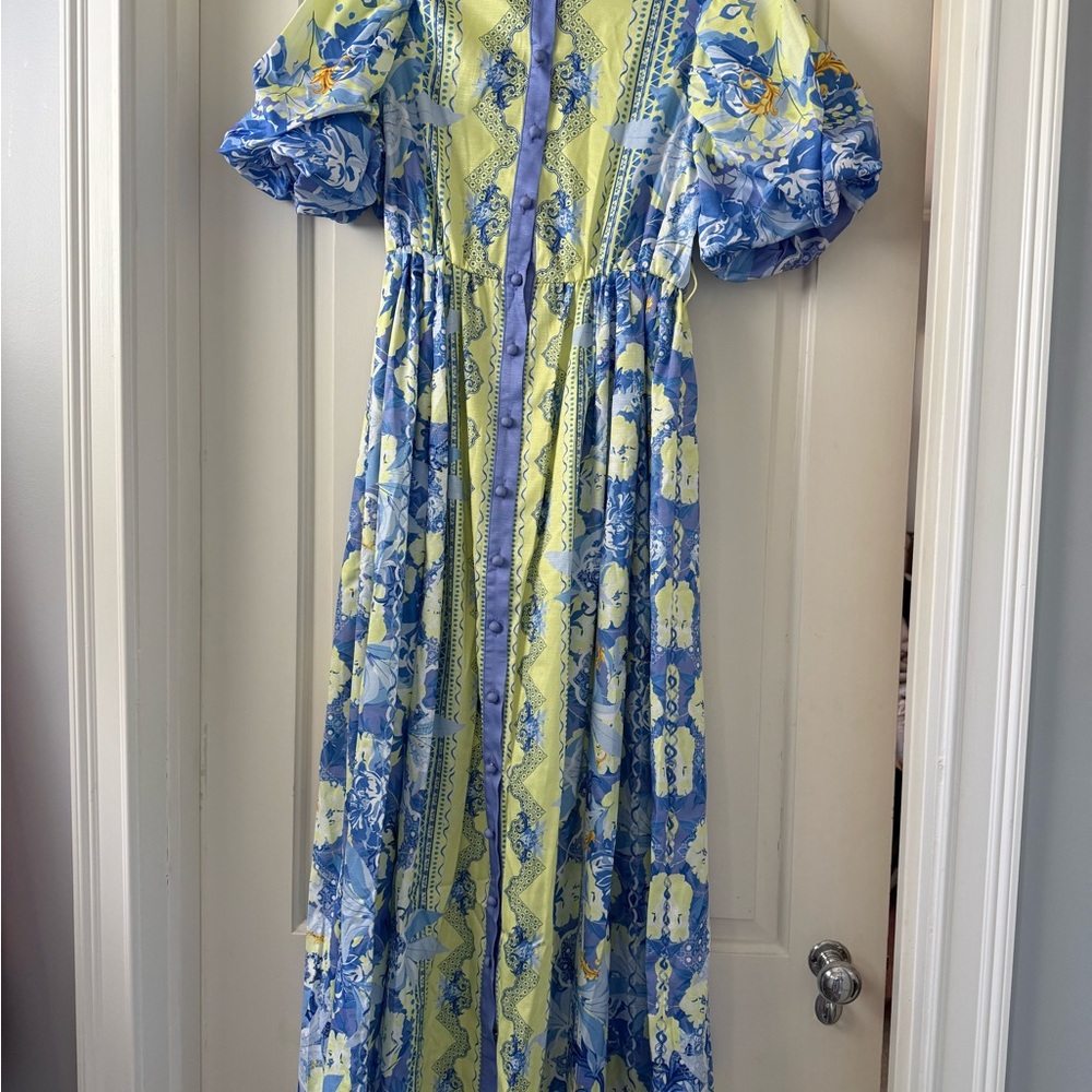 Floral Blue and Yellow Maxi Dress